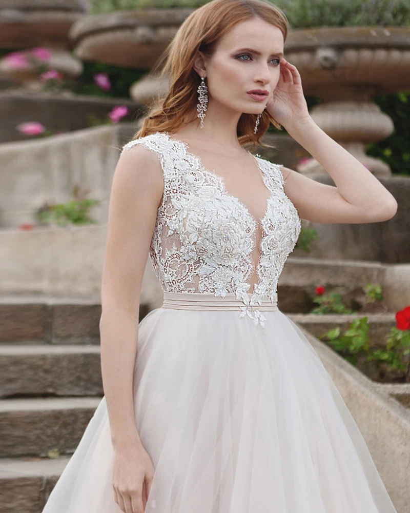 Свадебные платья с круглым вырезом; коллекция года; платье принцессы; Vestido de Noiva; с аппликацией; лиф; Robe de Mariee; Роскошная Одежда с бантом на талии