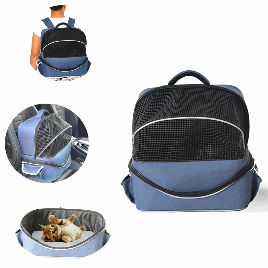 

ETHIN 3-in-1 Multi-function Foldable pet carrier car travel bag/Cat nest bed/ Double Shoulder backpack dog cat Chest pack