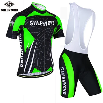 

SIILENYOND Summer Quick Dry Cycling Jersey Suit Short Sleeve conjunto Ropa Ciclismo Mountain Bicycle Riding Sportwear bib sets
