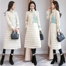 New design winter Female embroidered cotton coat Tang Suit Top long Vintage Cheongsams style Women’s Chinese Traditional Clothes