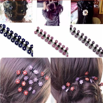 

12 Pcs/Lot New Baby Kid Child Crystal Flower Mini Barrettes Hair Claw Clamp Girls Hair Clip Hair Pin Hair Accessories