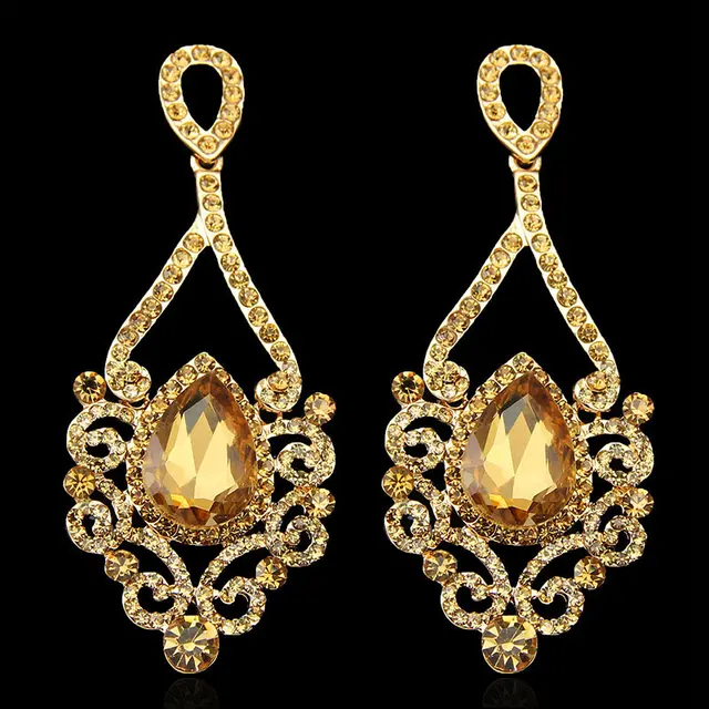 Hot Ing Fashion Exquisite Gold Long Chandelier Earrings For Hot Ing Fashion Exquisite Gold Long Chandelier Earrings For Women Wedding Water Drop Bridal