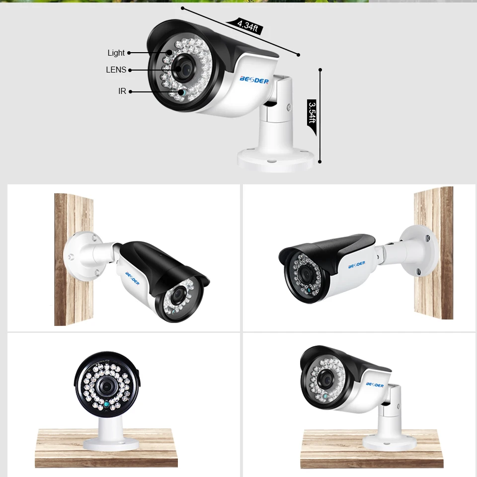 BESDER H.265 IP камера наблюдения 5MP 3MP 2MP Обнаружение движения ONVIF RTSP Bullet наружная CCTV s 36