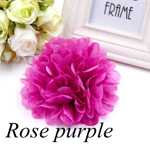 5 шт. "(20 см) Цветочные шары из бумаги помпоны из оберточной бумаги Горячая свадебные бумажные цветы для садовых принадлежностей - Цвет: Rose purple