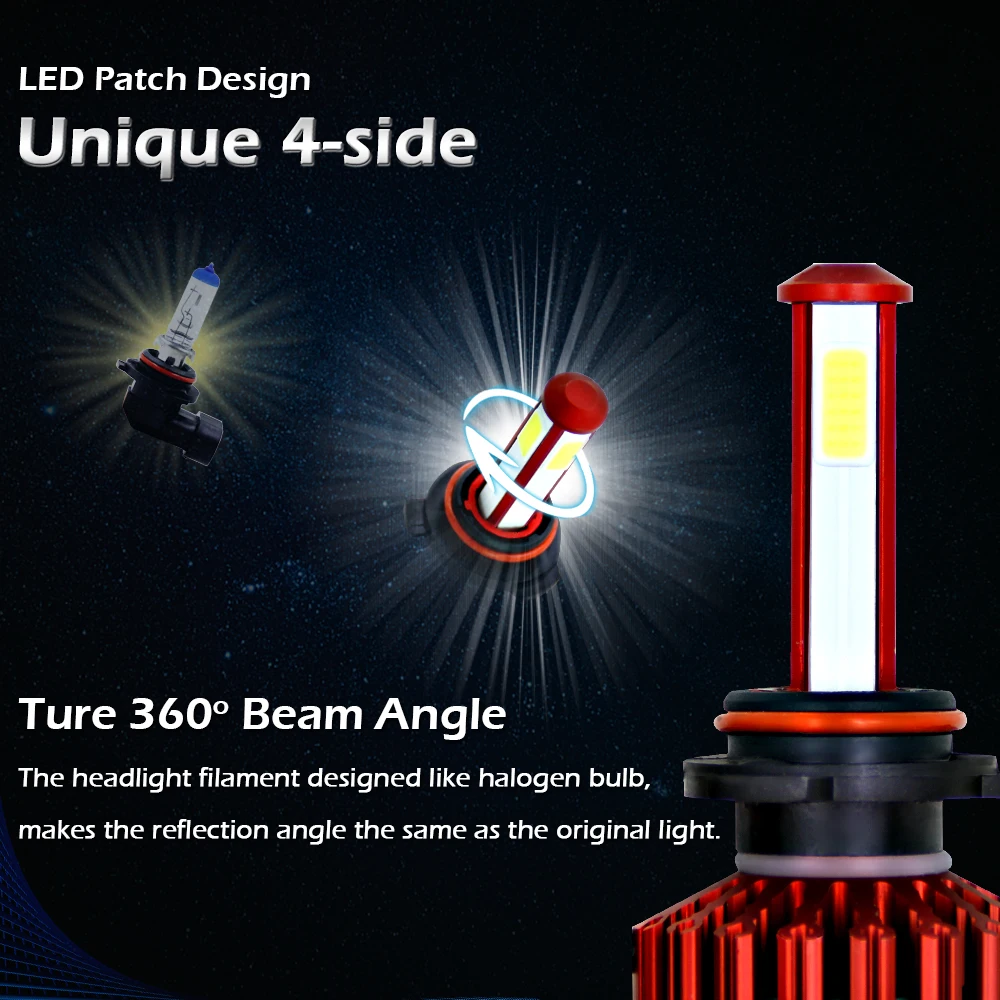 2 шт. Автомобильные светодиодные лампы H7 H11 360 9005 9006 (12 В 24 В)|Передние LED-фары для