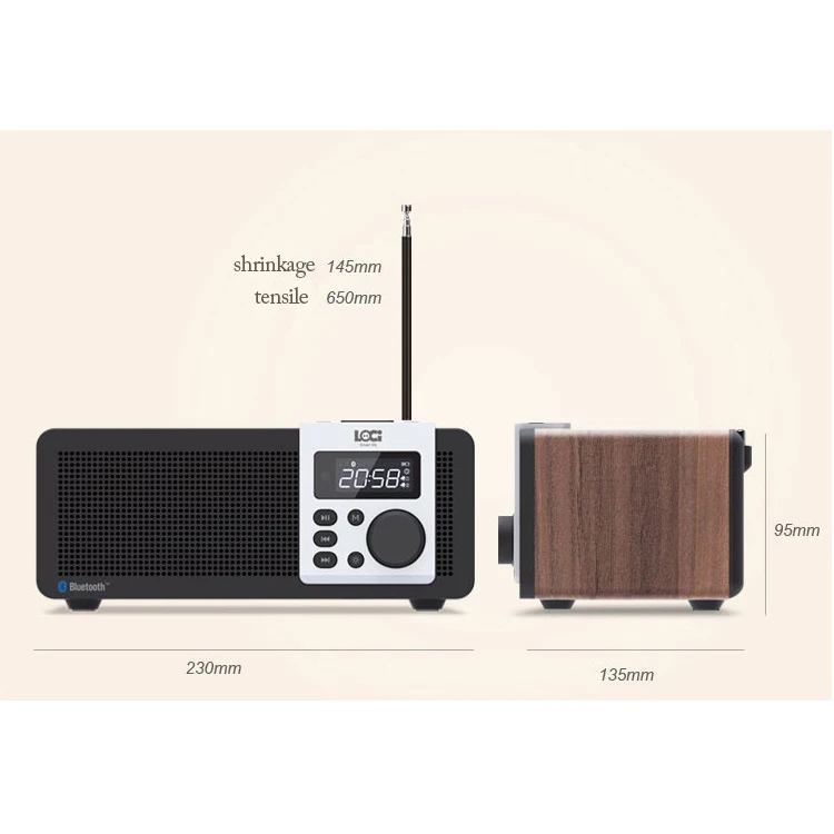 Wireless bluetooth wooden speakers Dual stereo radio portable multi-media Mini alarm clock sound su