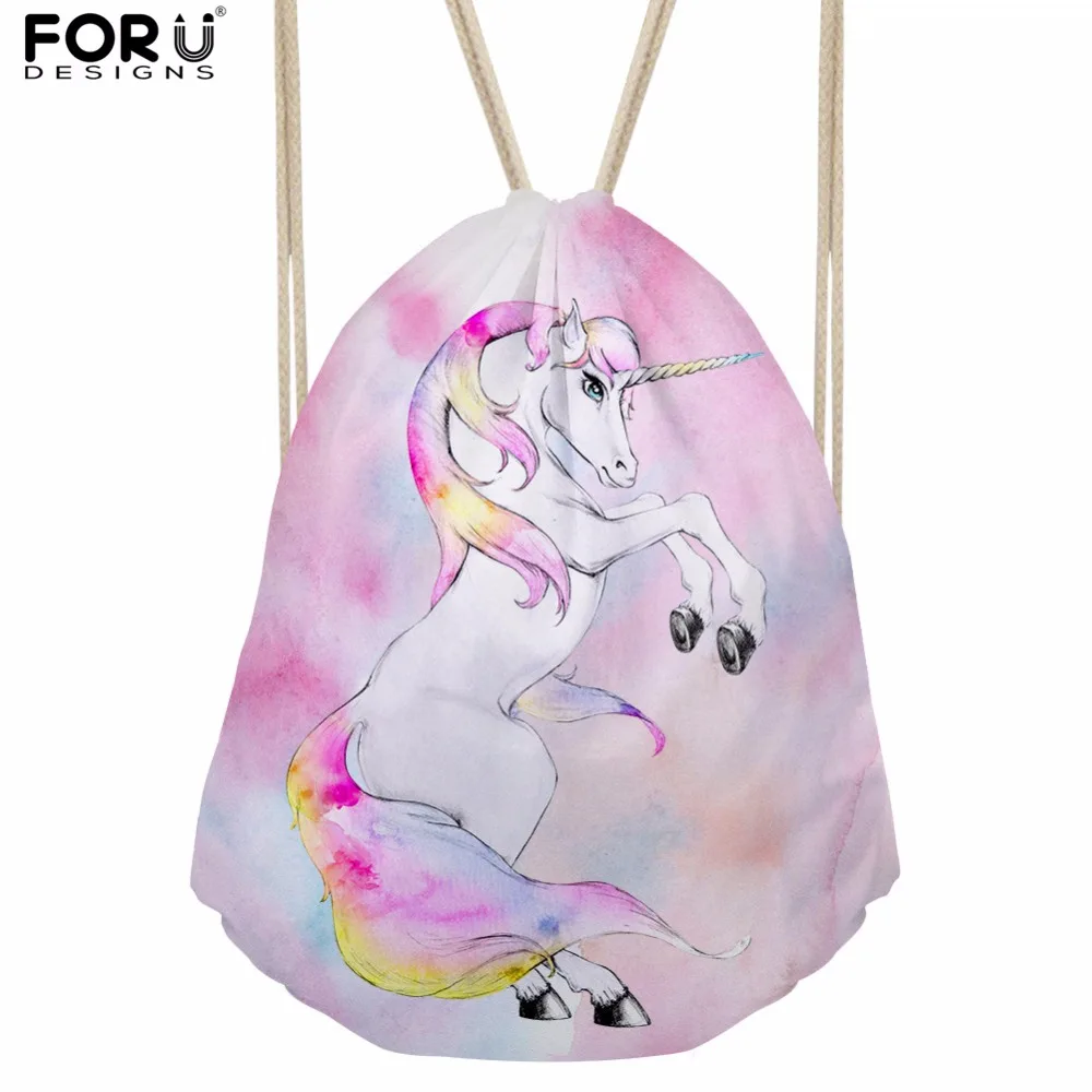 FORUDESIGNS Cute Horse Drawstring Bags Women Small Backpack Cartoon String Shoulder Bags for Girls Drawstring Storage Bags Bag