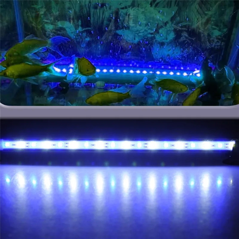 

Aquarium Led Lighting Fish Tank 37cm 18 LED 5050 SMD Blue white Light Bar Underwater Submersible Waterproof Lamp EU/US/UK plug