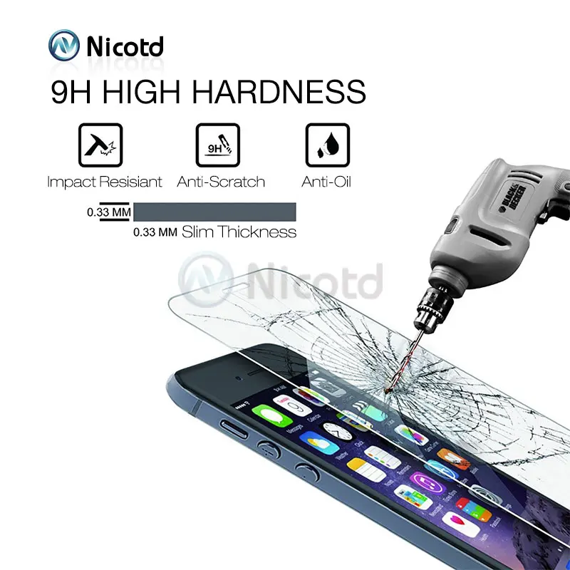 Nicotd Gehärtetem Glas für iPhone 6 s 6 bildschirm schutz 9 H 03mm 2.5D Screen Protector Film für i