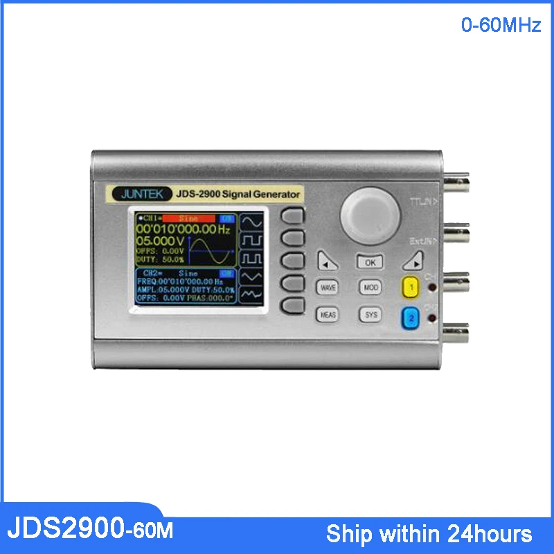 

JUNTEK JDS2900-60M 60Mhz Digital Control Dual-channel DDS Function Signal Generator Haldheld Frequency Meter Arbitrary Waveform