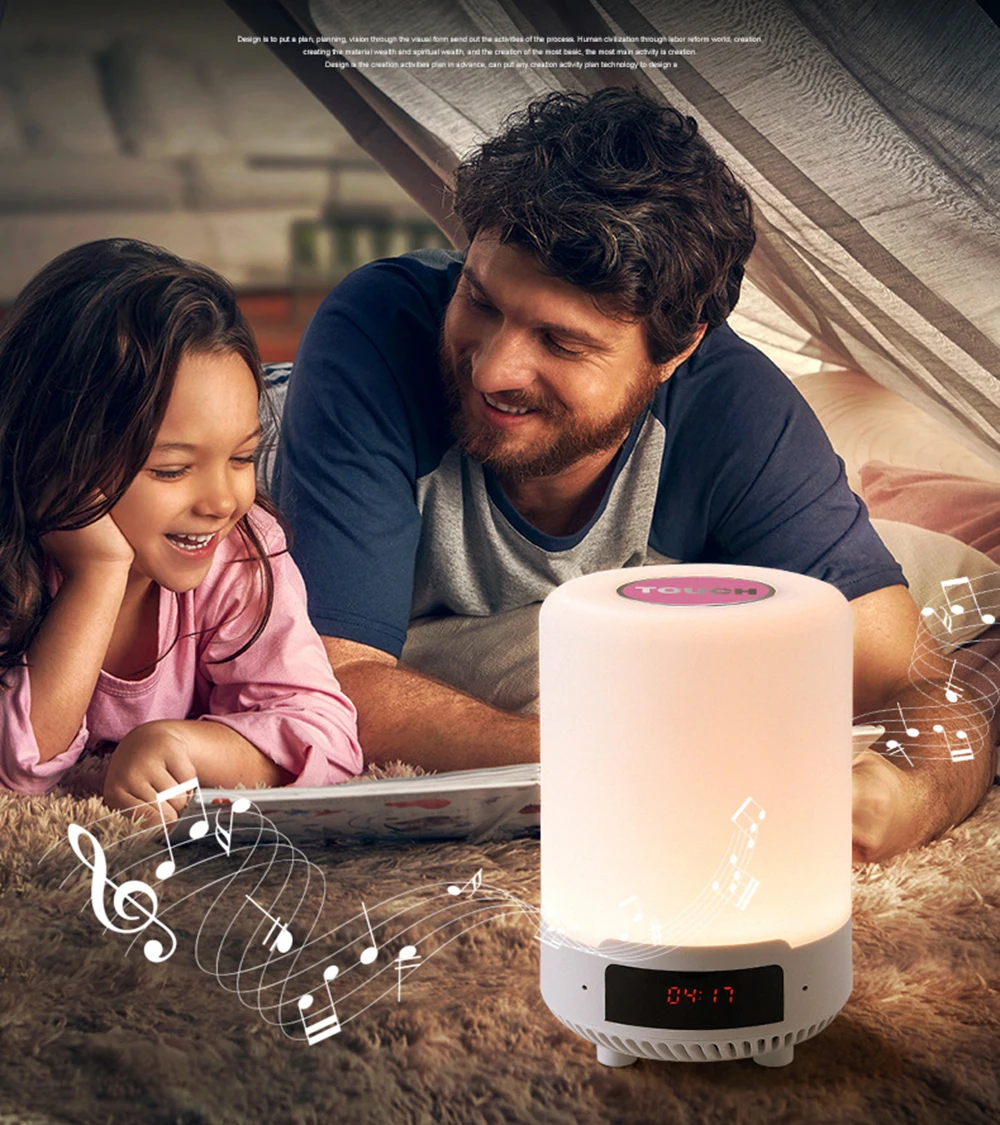 Candeeiro de Mesa Lâmpada de Cabeceira Speaker sem Fio Luz da Noite Recarregável Colorido Levou Quarto Lâmpada Bluetooth Pode Definir um Alarme 7 de mesa quarto lâmpada de cabeceira lâmpada