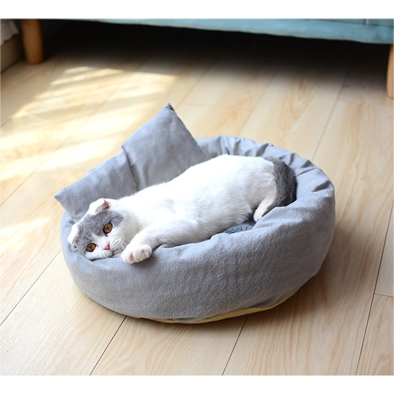 

Cat Houses and Pet Bed Sleeping Kitten Cat Beds Mats Gray Pet Products Sleeping Bag Breathable Warmth Winter Pet Bed