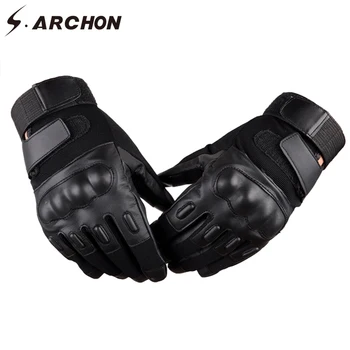 

S.ARCHON PU Leather Tactical Full Finger Gloves Men Winter Warm Military Combat Motorcycle Glove Army Fight SWAT Bicycle Gloves