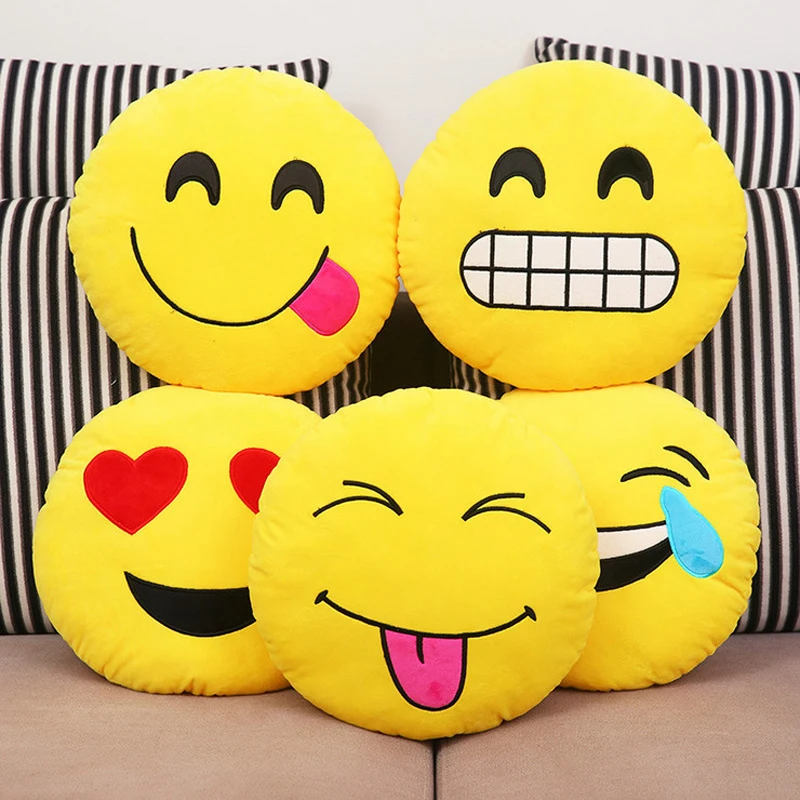 

11 Styles Soft Emoji Smiley Emoticon Pillow Massager Yellow Round Cushion Pillow Stuffed Plush Toy Doll Travel Pillow 31*31CM CT