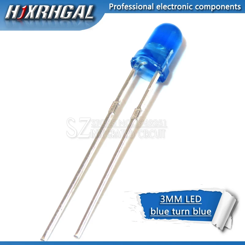 100 шт led 3 мм синий рассеянный синий поворот Синий и hjxrhgal