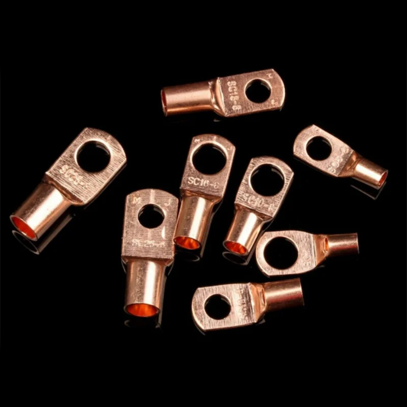 60pcs Battery Bare Copper Ring Lug Terminal Connector Kit SC6-25 Battery Naked Cabel Crimped Soldered Lug Terminals with Box