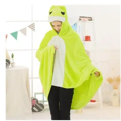 

cartoon Dinosaur plush blanket cape shawl cloak hooded blanket for adult kids