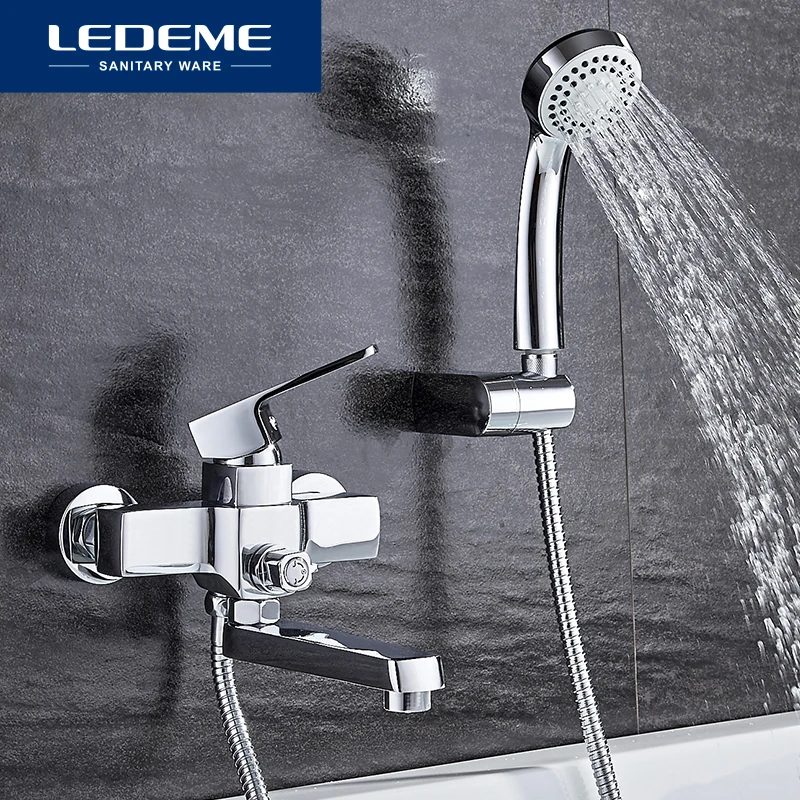 Billig LEDEME Klassische Badewanne Wasserhahn Baden Dusche Badezimmer Wand Montiert Bad Wasserhahn Set Mixer Heißer Und Kaltwasser Einzigen Griff L3130