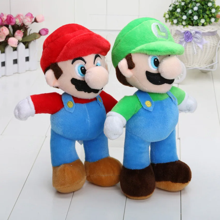 2 шт./лот 10 ''Супер Марио Bros Плюшевые игрушки прямостоящие Марио Луиджи плюшевые куклы мягкие игрушки Рождественский подарок детям