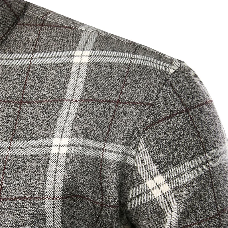 HuLooXuJi новый осень модный бренд Для мужчин одежда Slim Fit Для мужчин рубашка с длинными рукавами Для мужчин клетчатая хлопчатобумажная