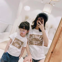 Mother+Kid 2PCS T-Shirts Family Matching Clothes Summer Short Sleeve Tops Girl Mommy Dad Adult Shirt Plus Size 3XL Cotton Blusas