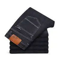 New Men's Jeans Elastic Factory Jeans Men Straight Jeans Solid Denim Classic Jeans Slim Regular Casual Trousers
