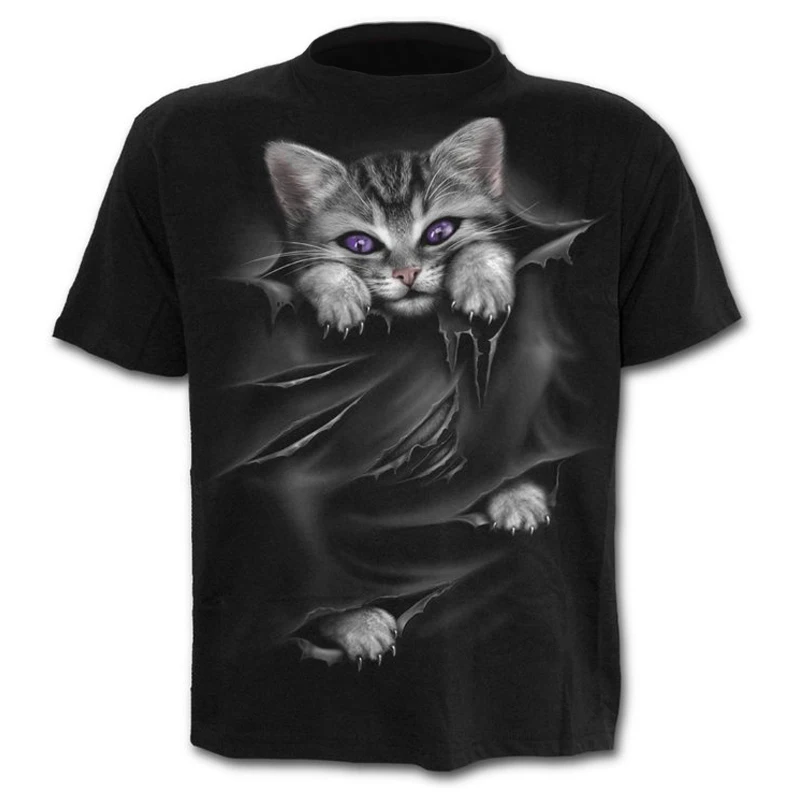 Новейшая футболка с 3D принтом кота, Повседневная футболка с коротким рукавом и круглым вырезом, модная мужская 3D Футболка с принтом/женские футболки высокого качества - Цвет: T13