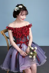 Настоящее темно вуаль лоза красный цветок лепестки Короткие Лолита платье для сцены/мультфильм/карнавальное платье косплей/может
