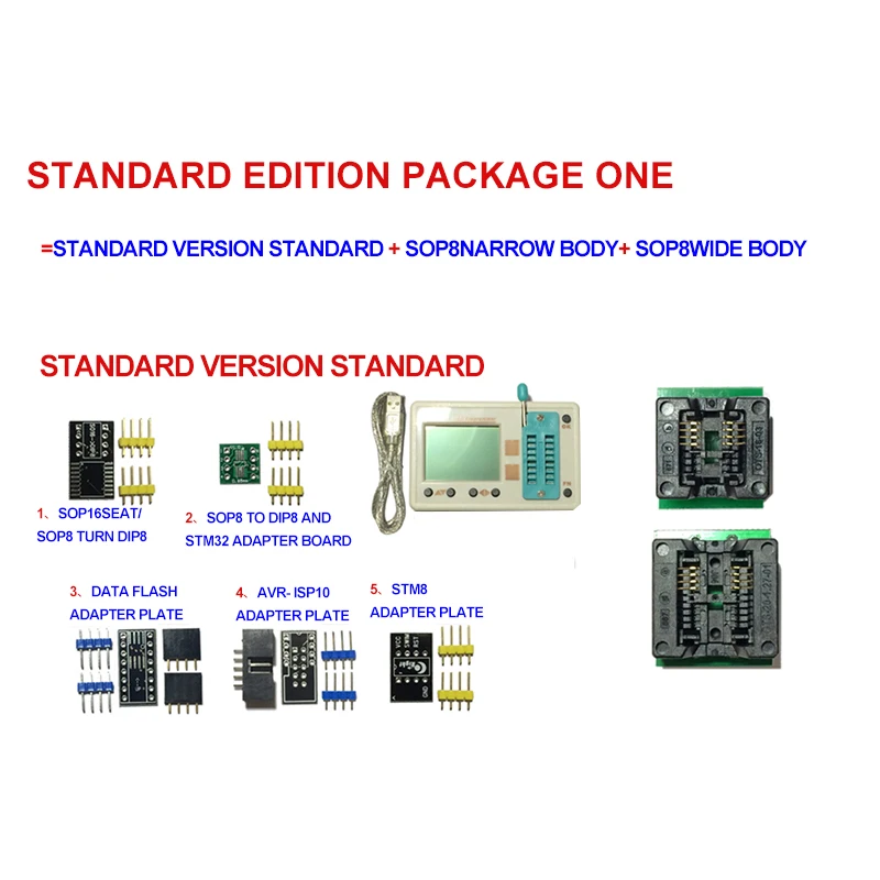 Автономный автоматический программатор USB высокоскоростной программатор EEPROM FLASH AVR STM32 STM8 Высокая точность английская версия для тестирования чипов