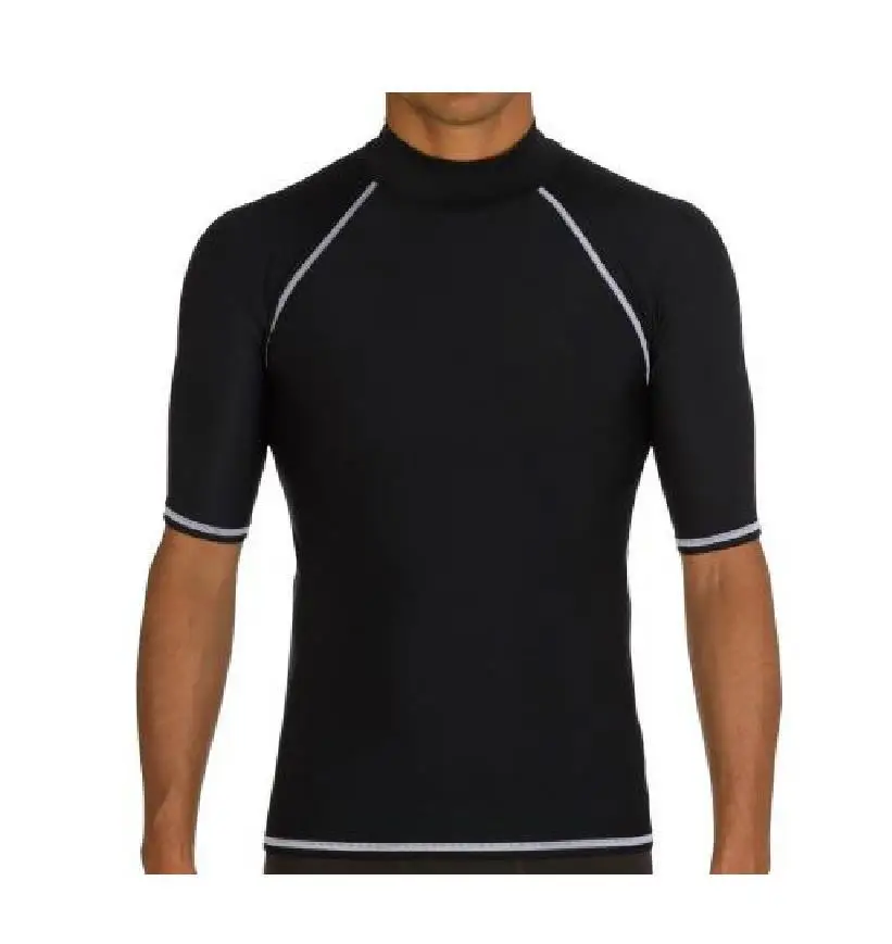 

Sbart 1PC Lycra Tops T Shirts Surfing Suits for Men Swimwear Rash Guards Short Sleveve Black/White Swimming Shirt 2018 DCO
