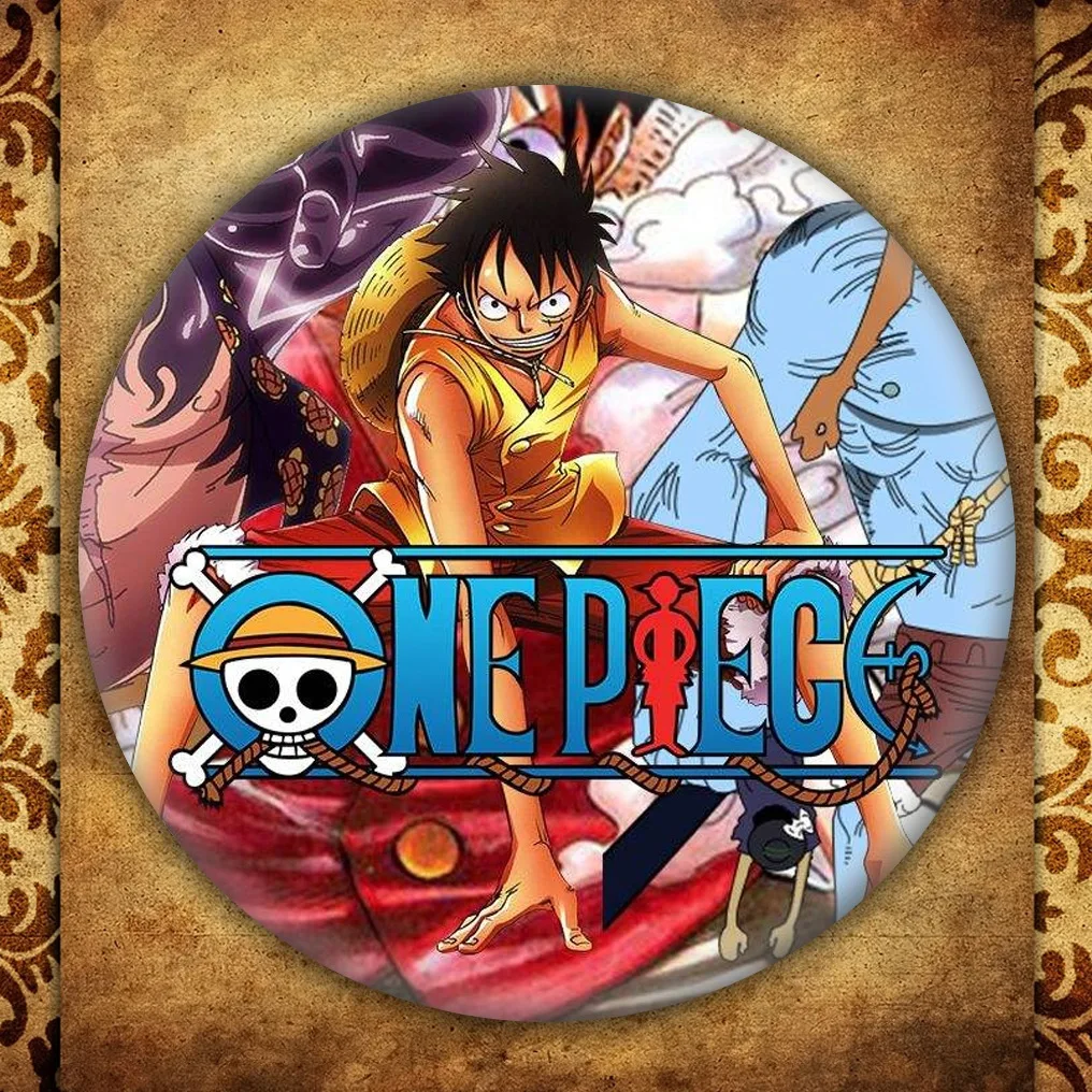 Аниме One Piece бейдж с дисплеем Fashion Japanese мультяшная фигурка Luffy Nami Roronoa Zoro брошь