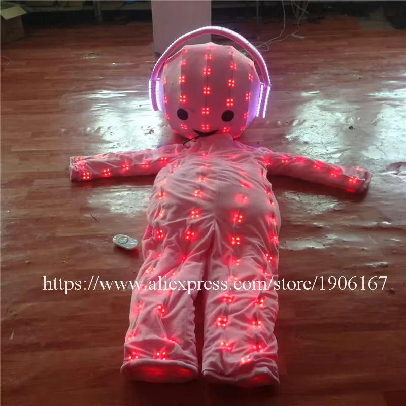 Colorful RGB light LED costumes big head doll ballroom dance show dj dicso partycatwalk stage wears singer stage clothing02