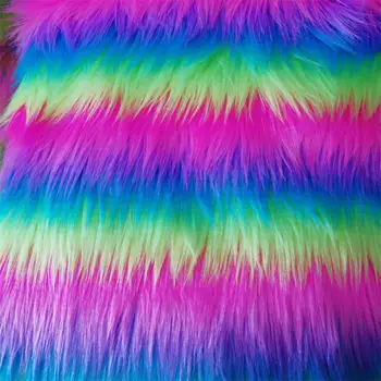 

Rainbow plush jacquard cloth faux fur