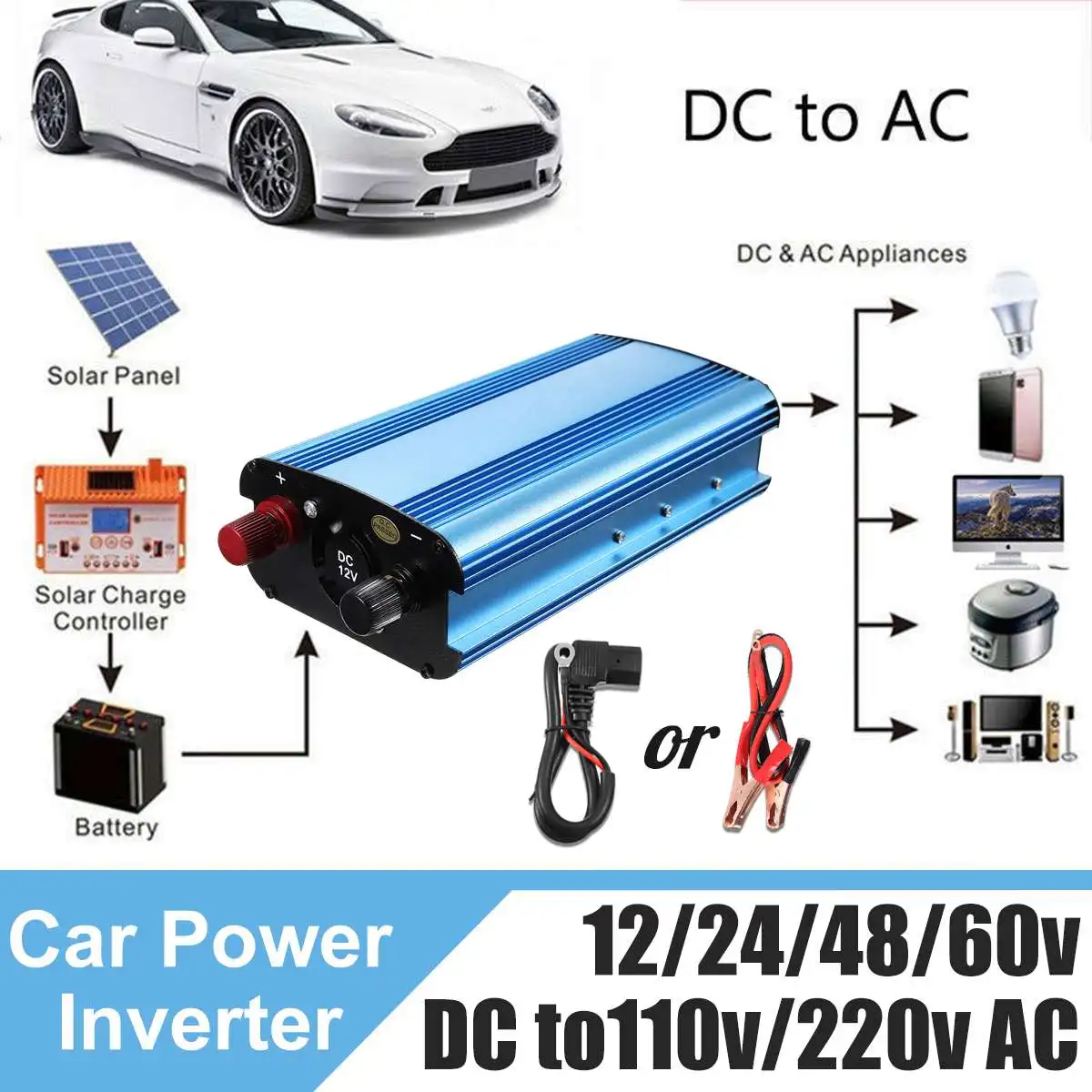 Автомобильный инвертор Autoleader Pea k power 4000 Вт Инвертор постоянного тока 12 В/24 В/48 В/60 В переменного тока 220 В синусоидальный солнечный инвертор трансформатор напряжения