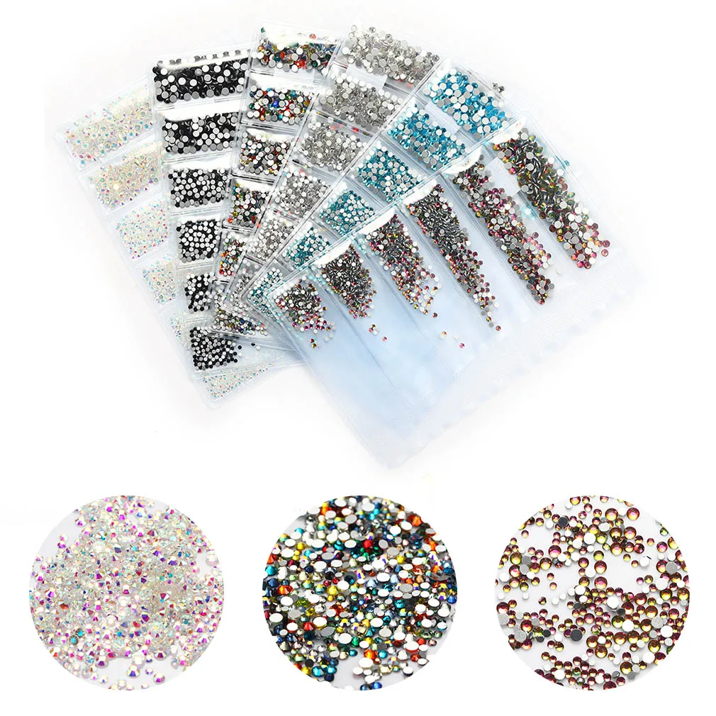

1 Pack Bling Crystal Shiny Rhinestone Manicure Accessories Multi-size Glass Nail Rhinestones For Nails Art Salon Decorations
