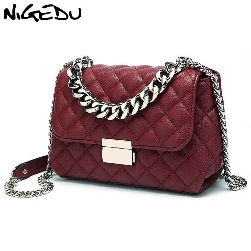 

NIGEDU Messenger Bags women Chains Shoulder Bag Diamond lattice luxury handbags women bags designer Female Totes small bolsas