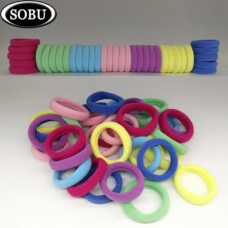 

50 pcs/lot 3cm Hair Accessories kids Rubber bands Scrunchy Elastic Hair Bands Girls Headband decorations ties Gum for hair G103