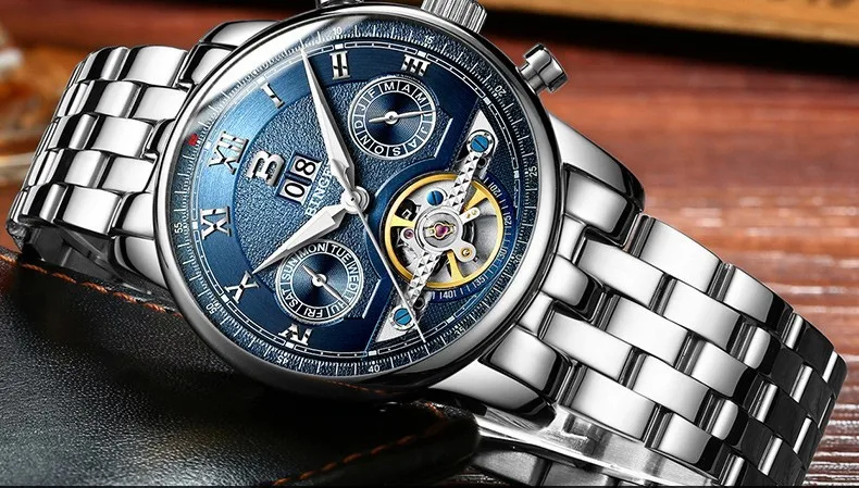 Швейцарские BINGER часы мужские люксовый бренд Tourbillon несколько функций водонепроницаемые Механические Мужские наручные часы B-8603M-6