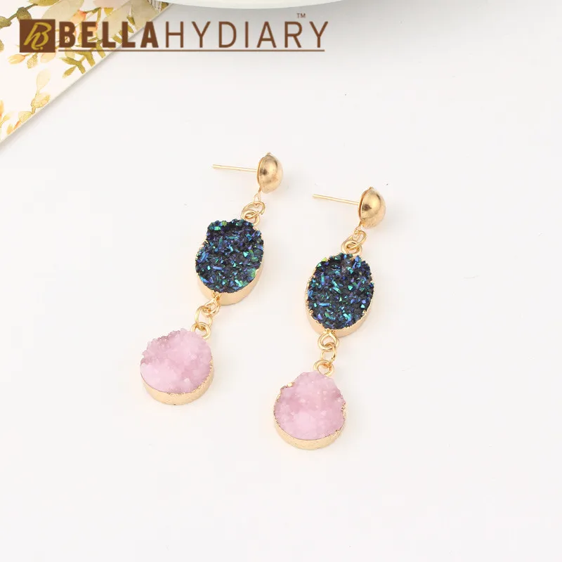 Druzy earrings resin earrings jewelry Ohrringe bijoux earings earring earing pendientes brinco big earrings vintage jewelry wedding earrings geometric earrings long earrings gifts for women korean earrin