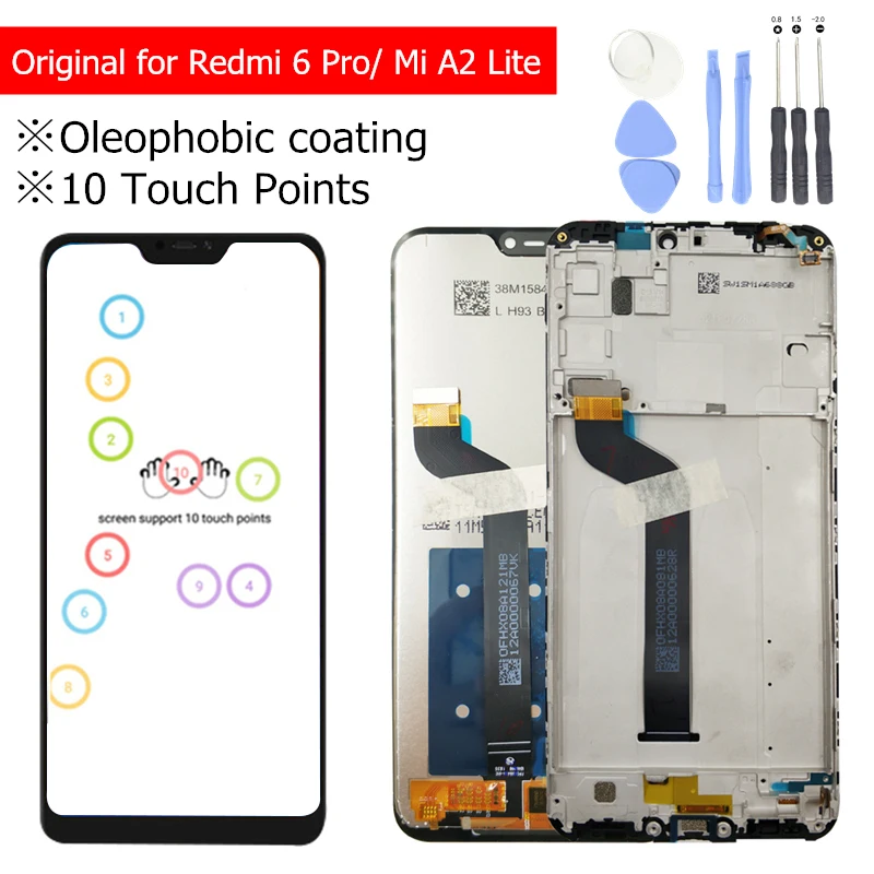 Для Xiaomi Mi A2 Lite ЖК-дисплей Дисплей Сенсорный экран планшета с рамкой ЖК-дисплей Дисплей Mi A2 Lite ремонт Запчасти 10 touch