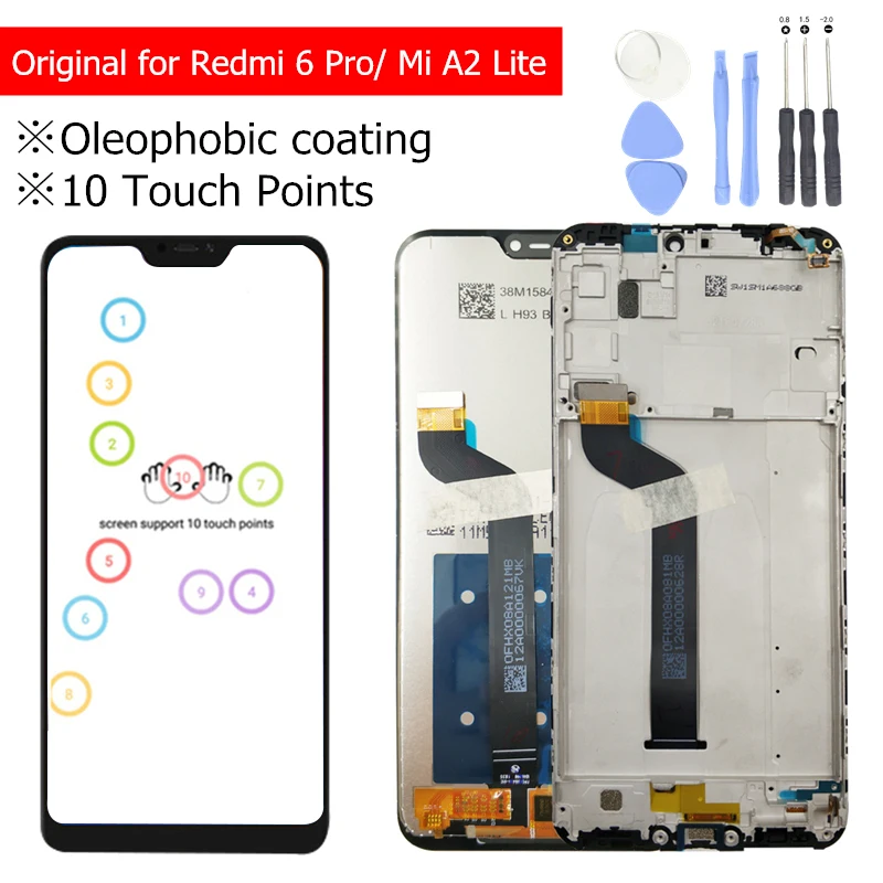 

Original for Xiaomi Mi A2 Lite/ Redmi 6 Pro LCD Display Touch Screen with Frame LCD Display Digitizer 10 Touch Repair Parts