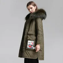 Большой натуральный мех енота, зимняя куртка, Женское пальто, утепленное, ветронепроницаемое, 90% белый утиный пух, куртка, утолщенная, теплая, парка