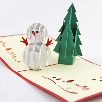 

Qubiclife snowman and Christmas tree pine Christmas card Christmas card creative handmade card exit