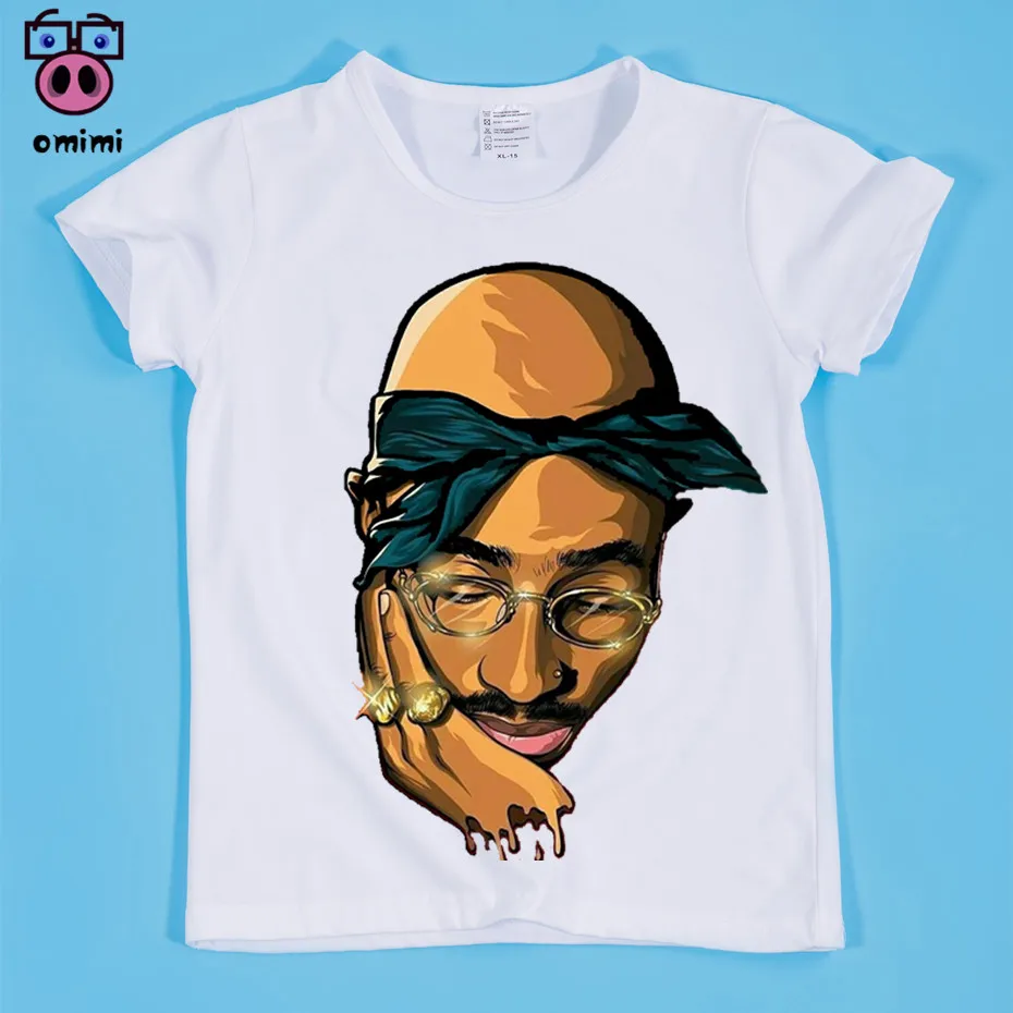 Детская футболка с принтом хип хоп рапер Тупак 2pac Мягкая Белая для мальчиков и