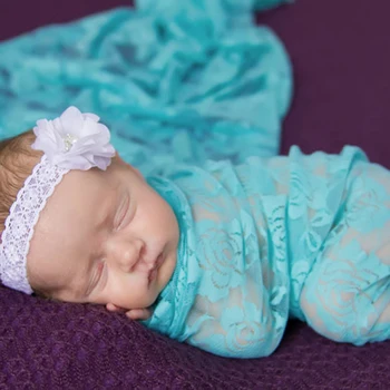 

Newborn Photography Props Wraps-Baby Blanket Infant Lace Posing Swaddle Cover Stretch Wrap