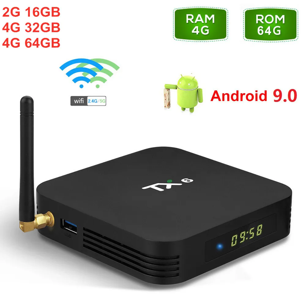 

TX6 Smart TV Box Android 9.0 Allwinner H6 Quad Core 4GB 64GB 4K Tanix TX6 4GB 32GB Google Youtube media player Set Top Box