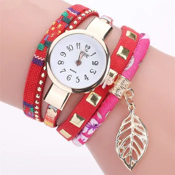 

CCQ brand luxuy Women mujer wristwatch leather band Quartz wrist watch Bracelet saatler Features Green leaf charm 2020 new B40