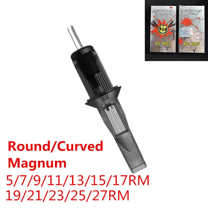 

One Box Of 20PCS BIG WASP Evolved Cartridges Tattoo Needle - Soft Edge Curved Round Magnums 5/7/9/11/13/15/17/19/21/23/25/27RM