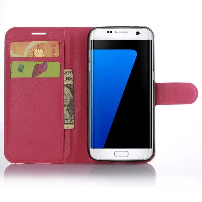 100 шт./лот gligle Смарт Magenetic держатель для карт из искусственной кожи с отделением для кредитных для samsung Galaxy S7 Edge чехол - Цвет: hot pink