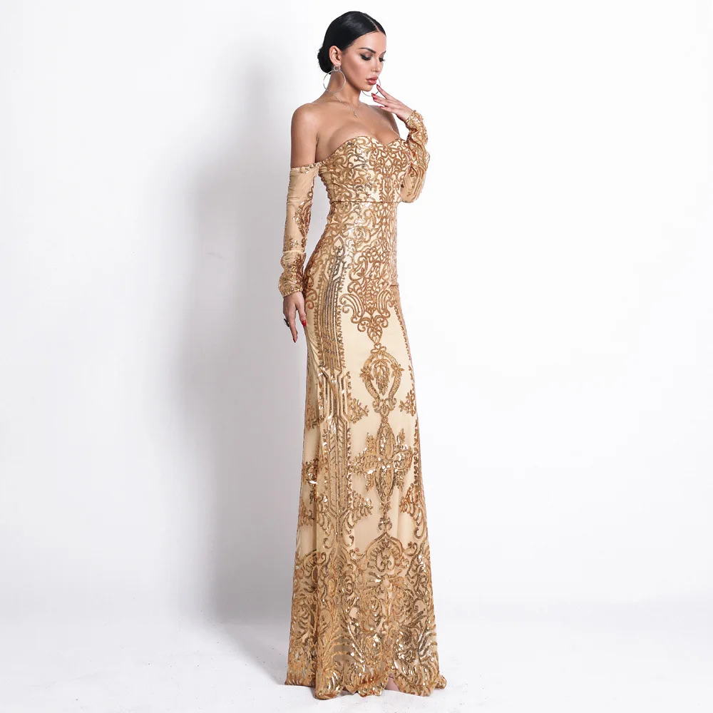 

Sequined Salsh Neck Full Backless Empire Fashion Hot Sale Sexy Women Dress Night Club Body Con Celebrity Party Dresses Wholesale